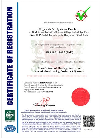 edgetech ISO 14001 2015 Certificate